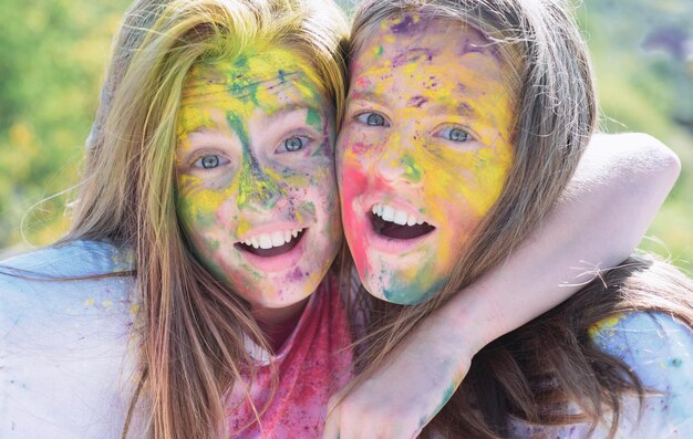 크리에이 티브 바디 아트 c와 페인트 얼굴 drycolors 다채로운 네온 페인트 메이크업 어린이에 다채로운 holi