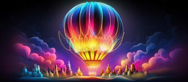 Colorful hologram hot balloon style background AI generated image