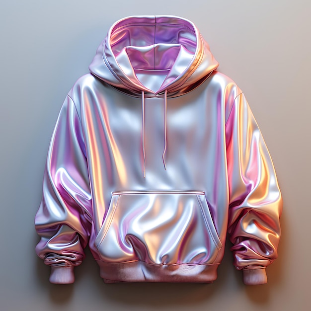 Colorful Holographic Chrome Hoodie Psychedelic Iridescent Metallic Jacket