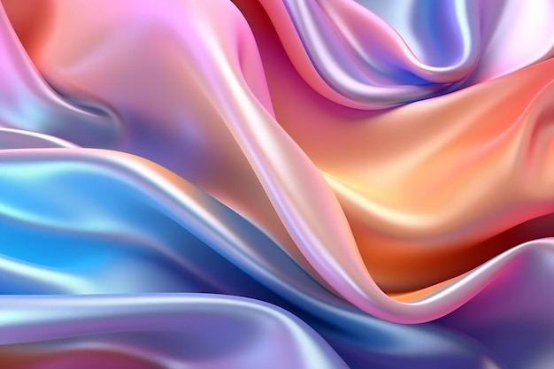 Красочные голографические волны Абстрактная концепция Generative Ai