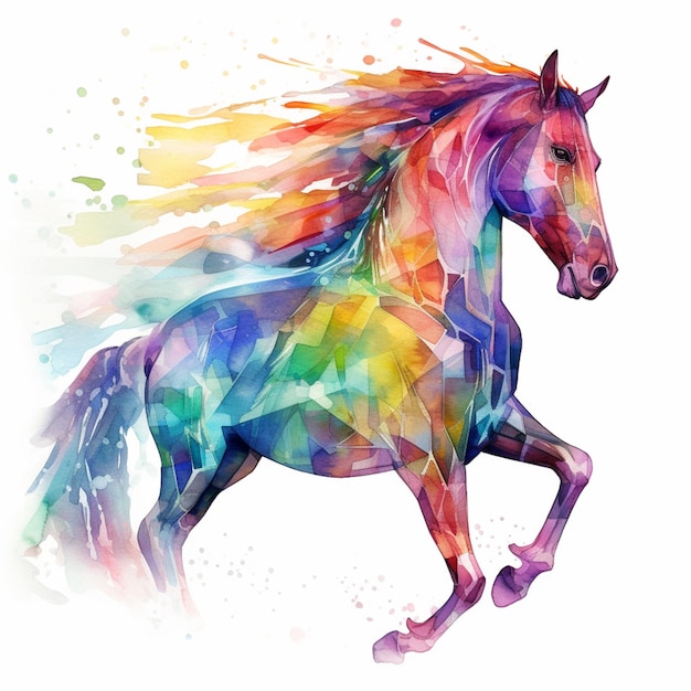 Premium AI Image | A colorful horse with a rainbow mane and tail.