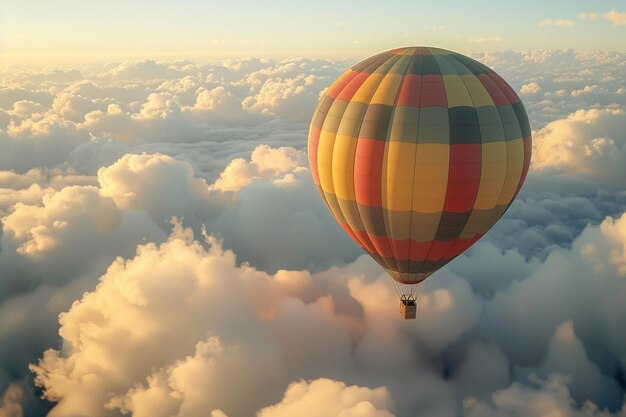 A colorful hot air balloon drifting gracefully thr
