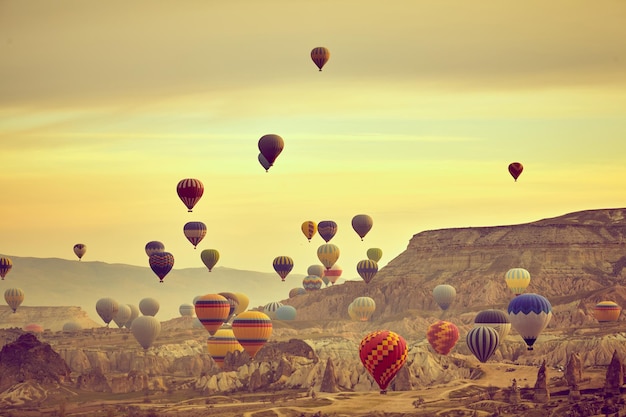 Colorful hot air balloon at the festival