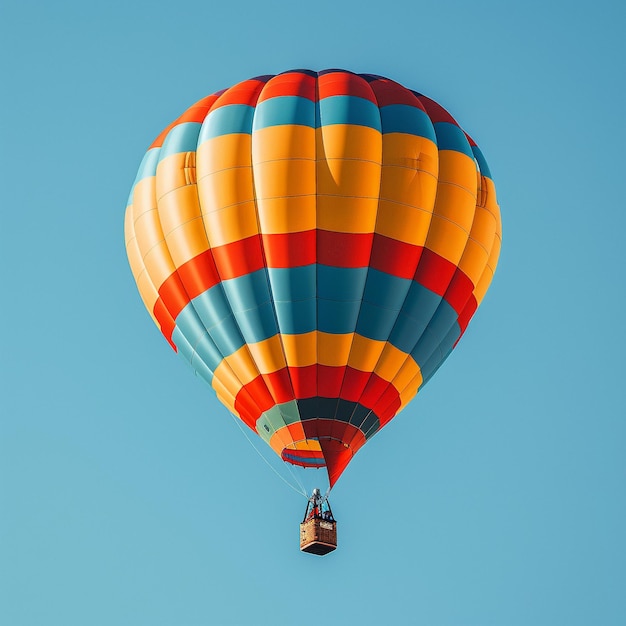 Photo a colorful hot air balloon floating against a clear blue sky