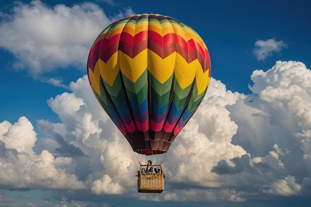 雲の上を浮かぶカラフルな熱気球