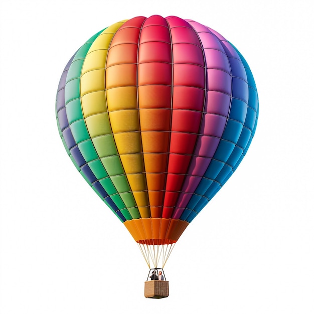 Colorful Hot Air Balloon Floating Isolated On White Background Included Clipping Path