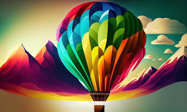 Photo colorful hot air balloon flying on sky generative ai