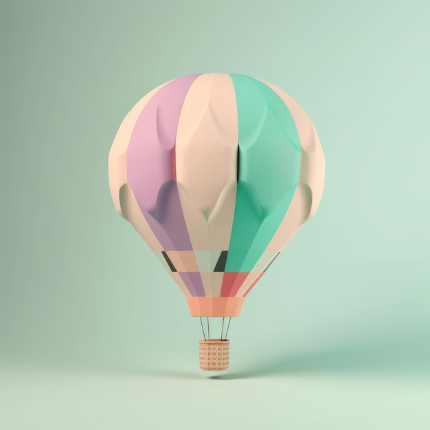 Colorful hot air balloon in pastel background Travel and adventure concept symbolizing freedom andexcitement Generative AI