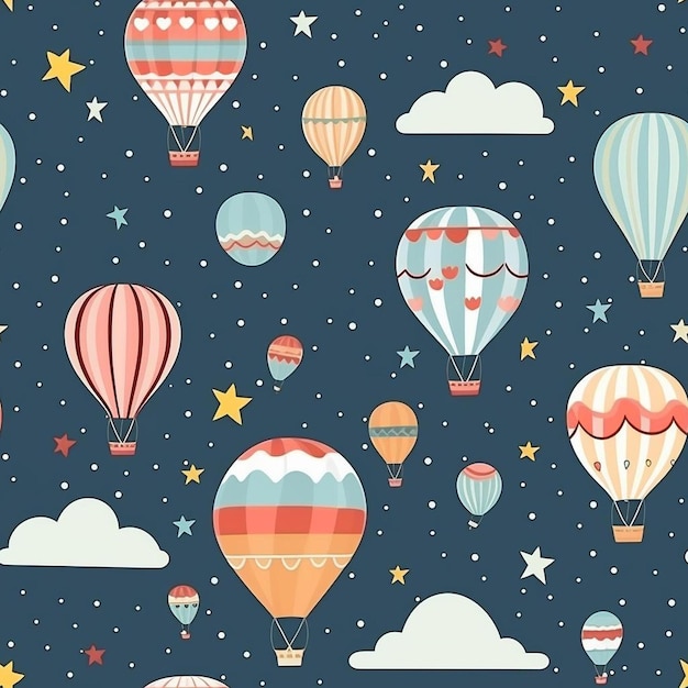 A colorful hot air balloon with stars and stars in the sky.