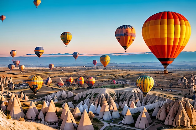 Colorful hot air balloons before launch in goreme national park cappadocia turkey