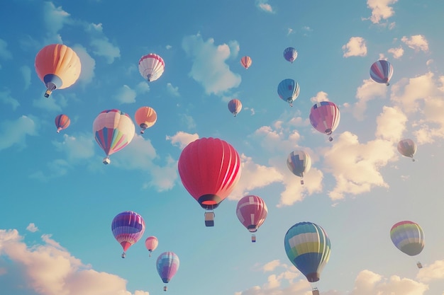 Colorful hot air balloons dotting the sky