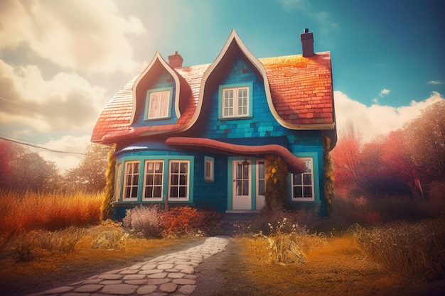 Colorful house dreamscape Generate Ai