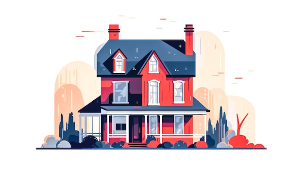 Photo colorful house modern building flat style generative ai