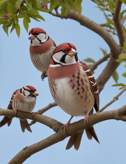 Colorful house sparrows image generated using AI