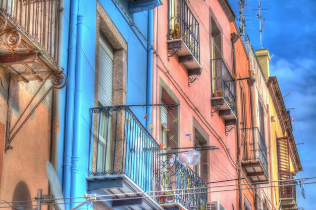 Colorful houses in Bosa Italy Processed for hdr tone mapping effect