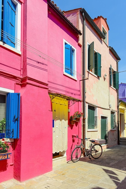 Colorful houses in Burano Island Venice Italy