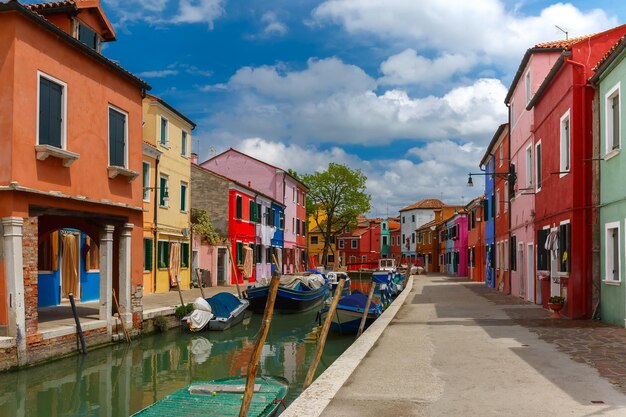 Colorful houses on the Burano Venice Italy