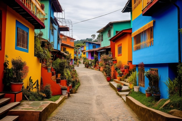 Colorful houses in pijao colombias coffee cultural landscape
