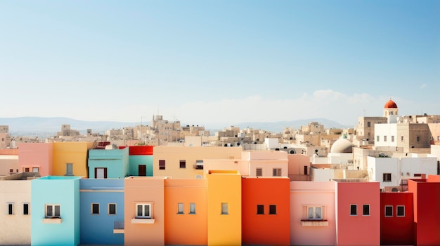 colorful houses on the top of a hill