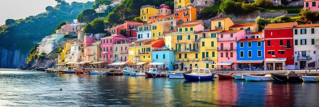 Colorful houses on the water in italy