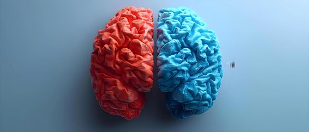 Photo colorful human brain anatomy sketch and scan showing left and right hemispheres concept anatomy brain left hemisphere right hemisphere colorful sketch