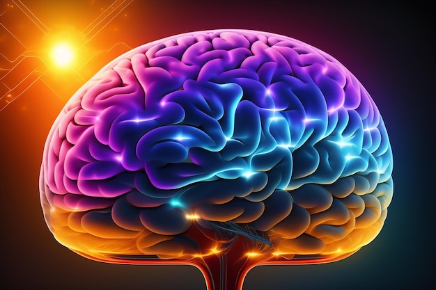 A colorful human brain the background