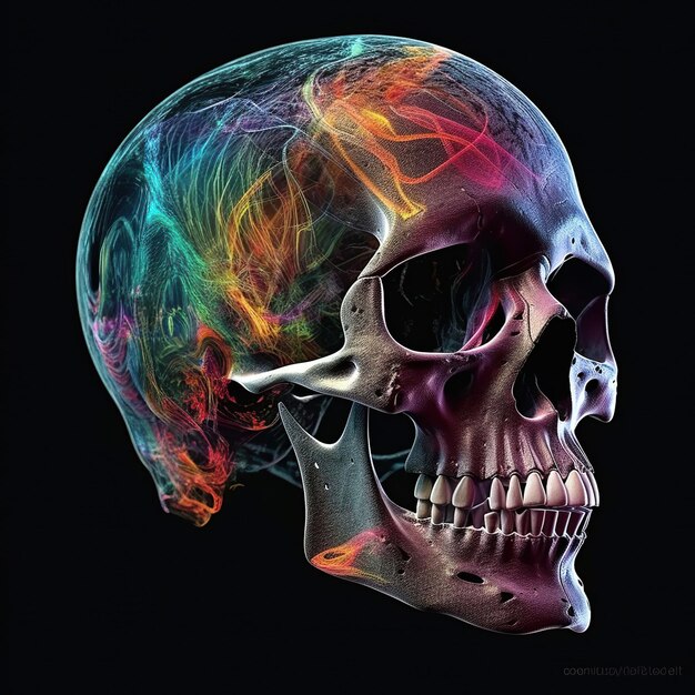 Фото Красочный человеческий череп