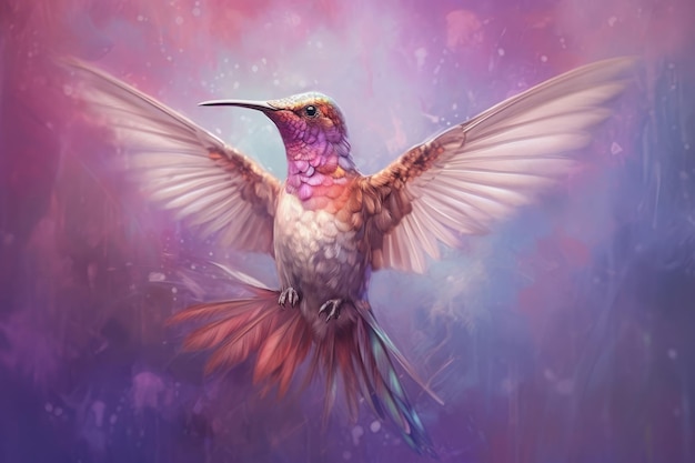 Colorful hummingbird bird of paradise on pastel bird of paradise ai generative