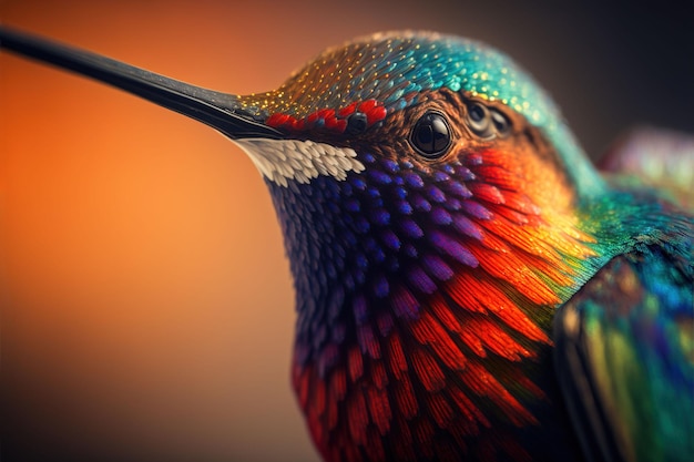 colorful hummingbird close up