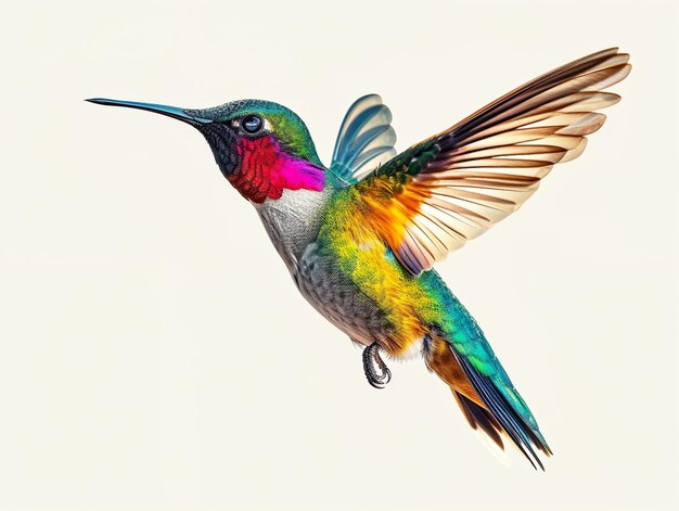 A colorful hummingbird flying