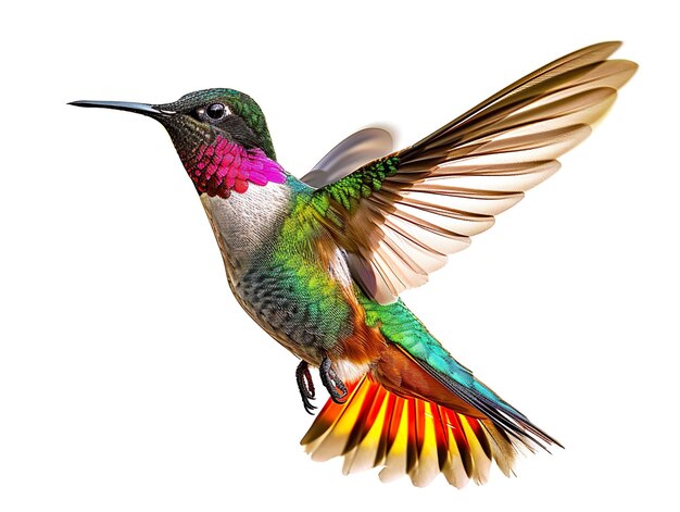 A colorful hummingbird flying