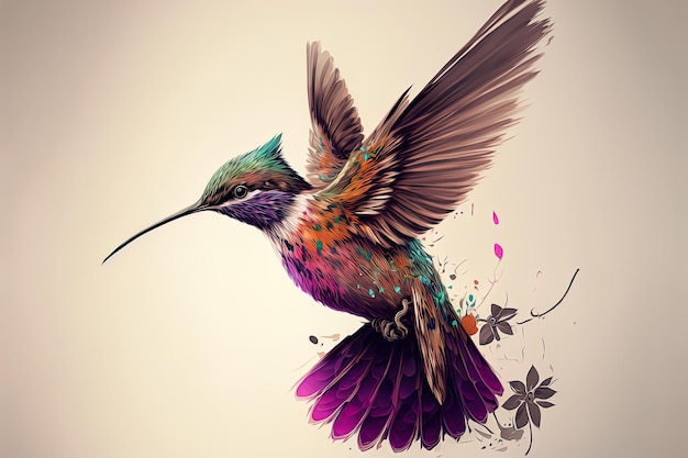 Photo colorful hummingbird illustration