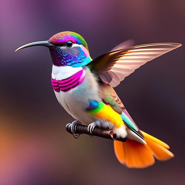 Foto un colibrì colorato con uno sfondo colorato