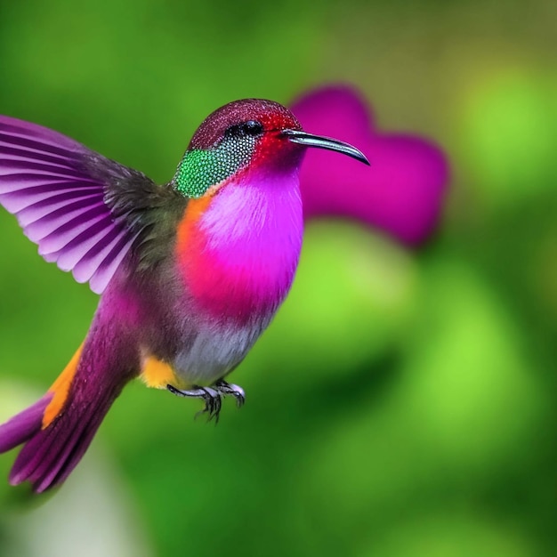 a colorful hummingbird with a colorful background