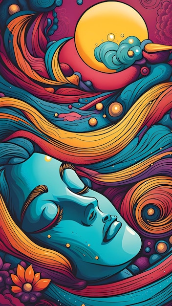 Colorful hypnotic female illustration artwork