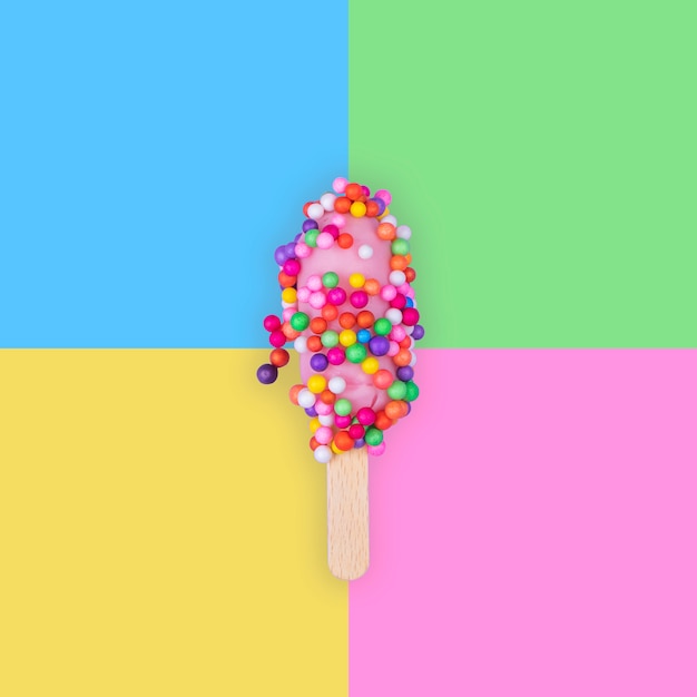 Colorful ice cream on colorful papers