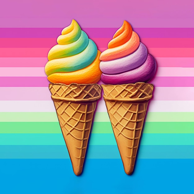 Colorful ice cream cone illustration