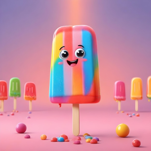 красочный конус мороженого с улыбающимся лицом