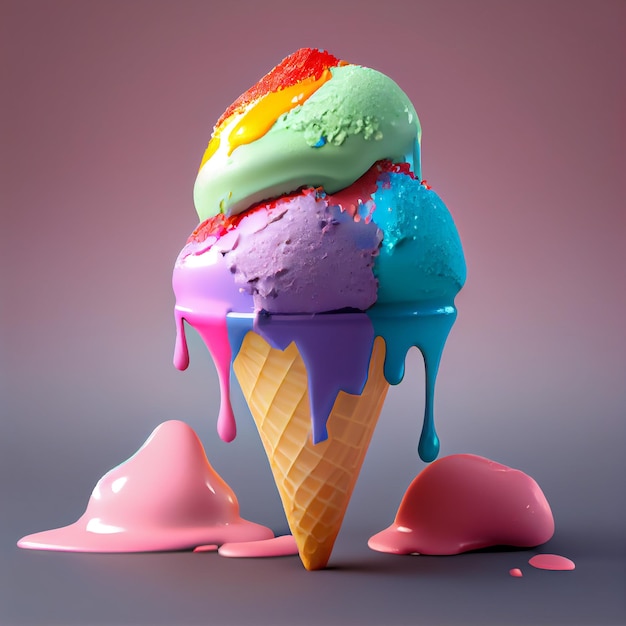 A colorful ice cream cone with the word ice cream on it