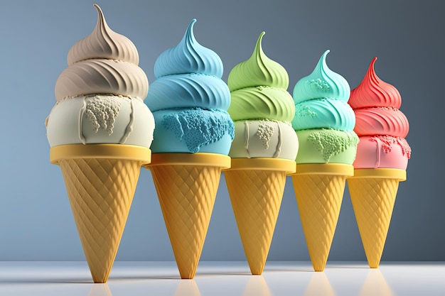 Colorful Ice Cream Illustration AI Generative