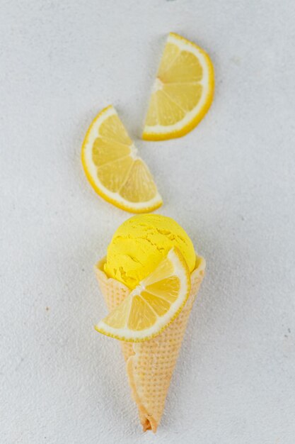 Colorful ice cream in waffle cones