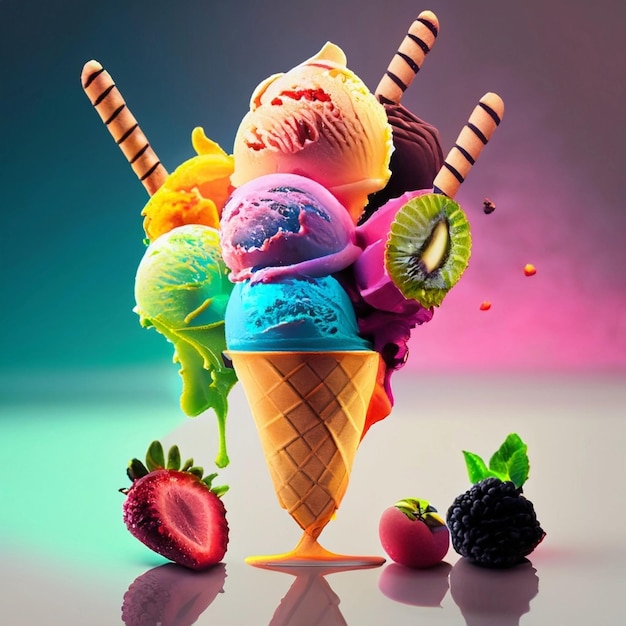 colorful ice creams