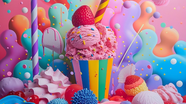 Photo colorful icecream theme background