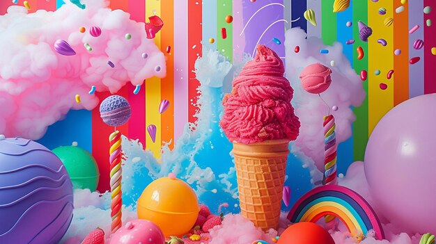 Photo colorful icecream theme background