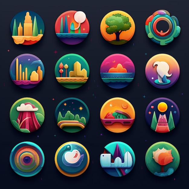 colorful icons set style