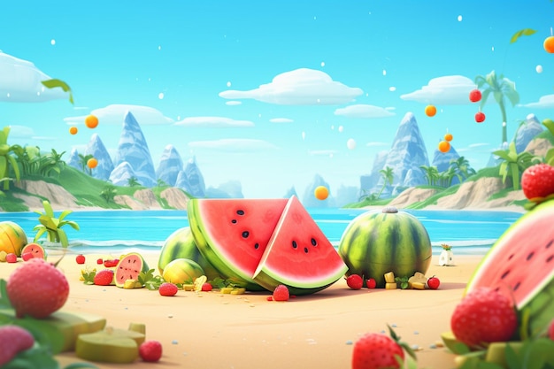 Colorful illustrated summer background