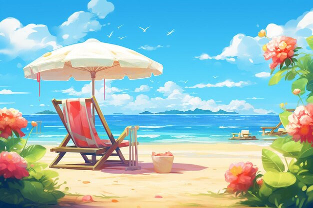 色鮮やかなイラストの夏の背景