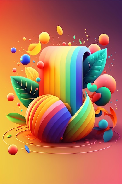A colorful illustration of an apple and a slice of orange