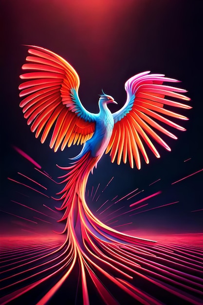 A colorful illustration of a bird with the words the phoenix