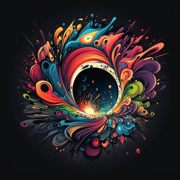 Photo a colorful illustration of a black hole with a black hole in the middle.